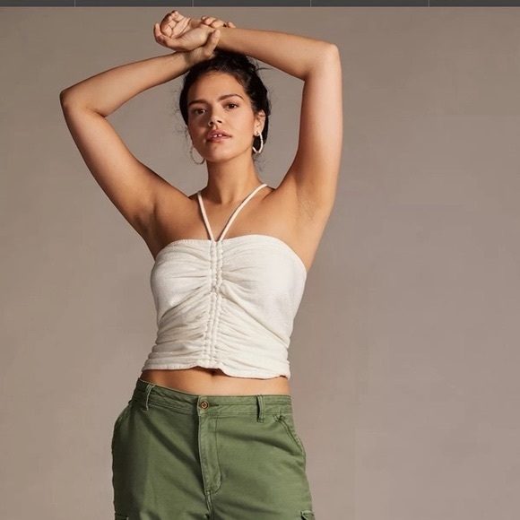 Pilcro Tops - Anthropologie Pilcro Cream Ivory Ruched Strap Tube Top XL
